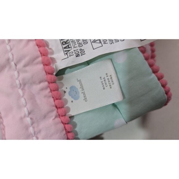 Cloud Island Reversible Baby Blanket With Floral & Dots Pattern Cotton Pink & Mi - Picture 8 of 8